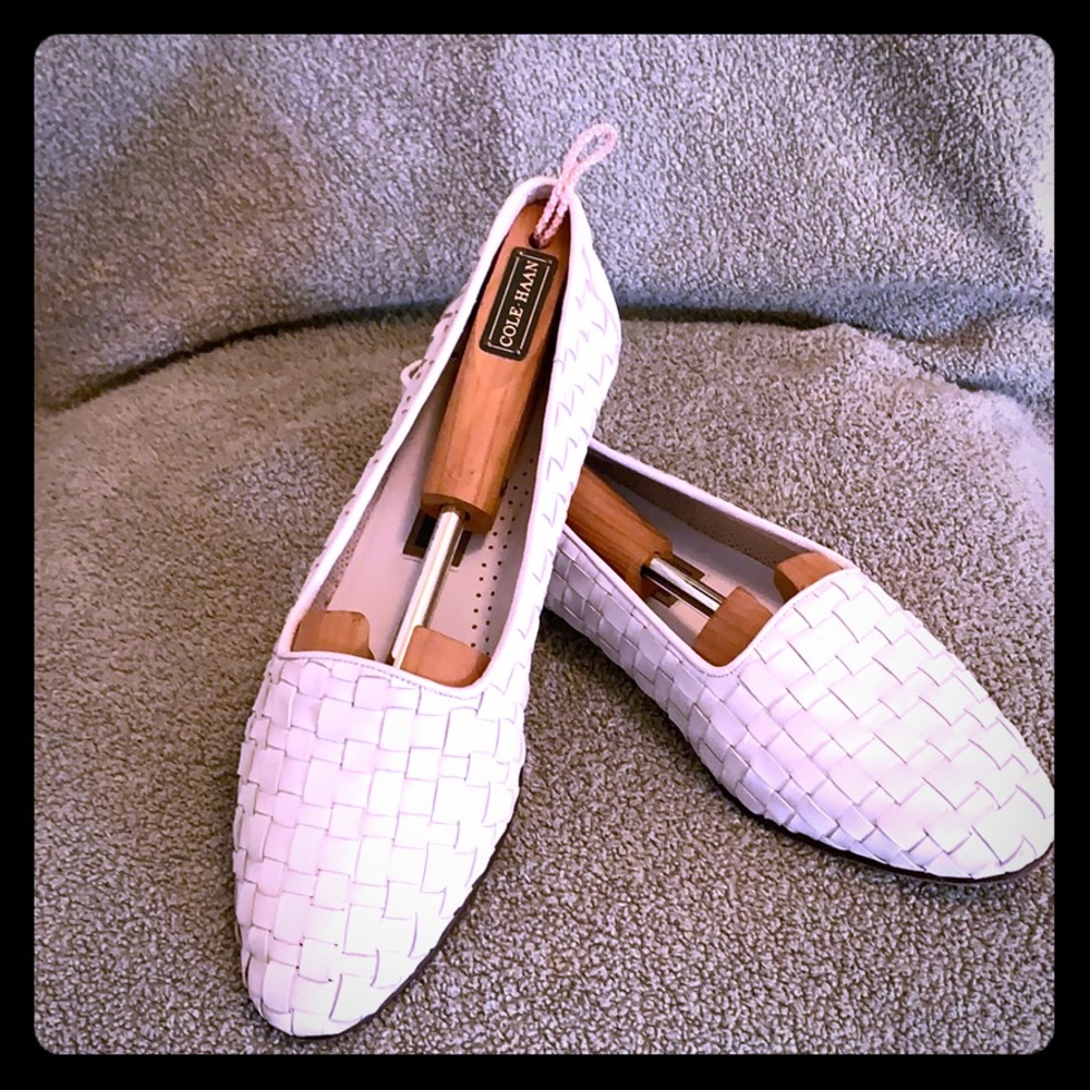 White Cole Haan flats. Never worn! Size 11B